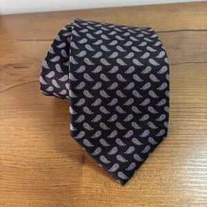 Robert Talbott Men's Tie Black Blue Red Paisley 100% Silk Hand Sewn USA Classic